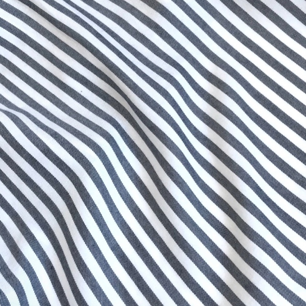 beachlunchlounge Blue-Grey & White Stripe Rayon Button Down Boyfriend Shirt S/P - Picture 13 of 14